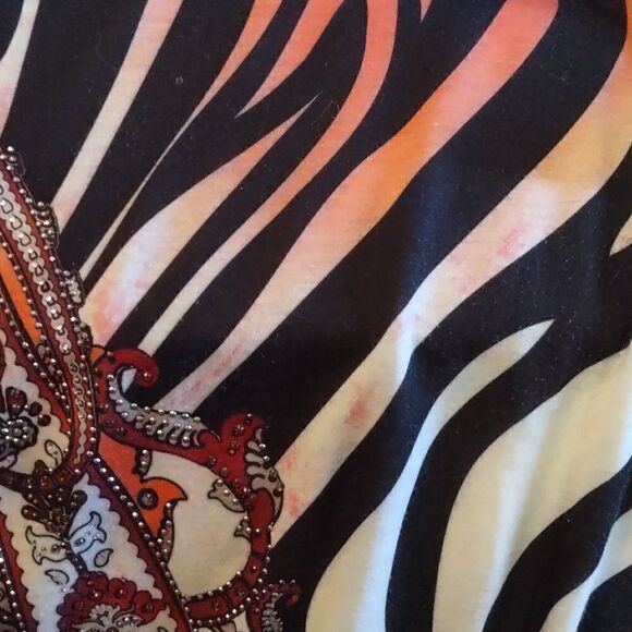 Chico's Size 0 or XS animal and paisley print elastic band bottom and sleeve - Picture 10 of 12